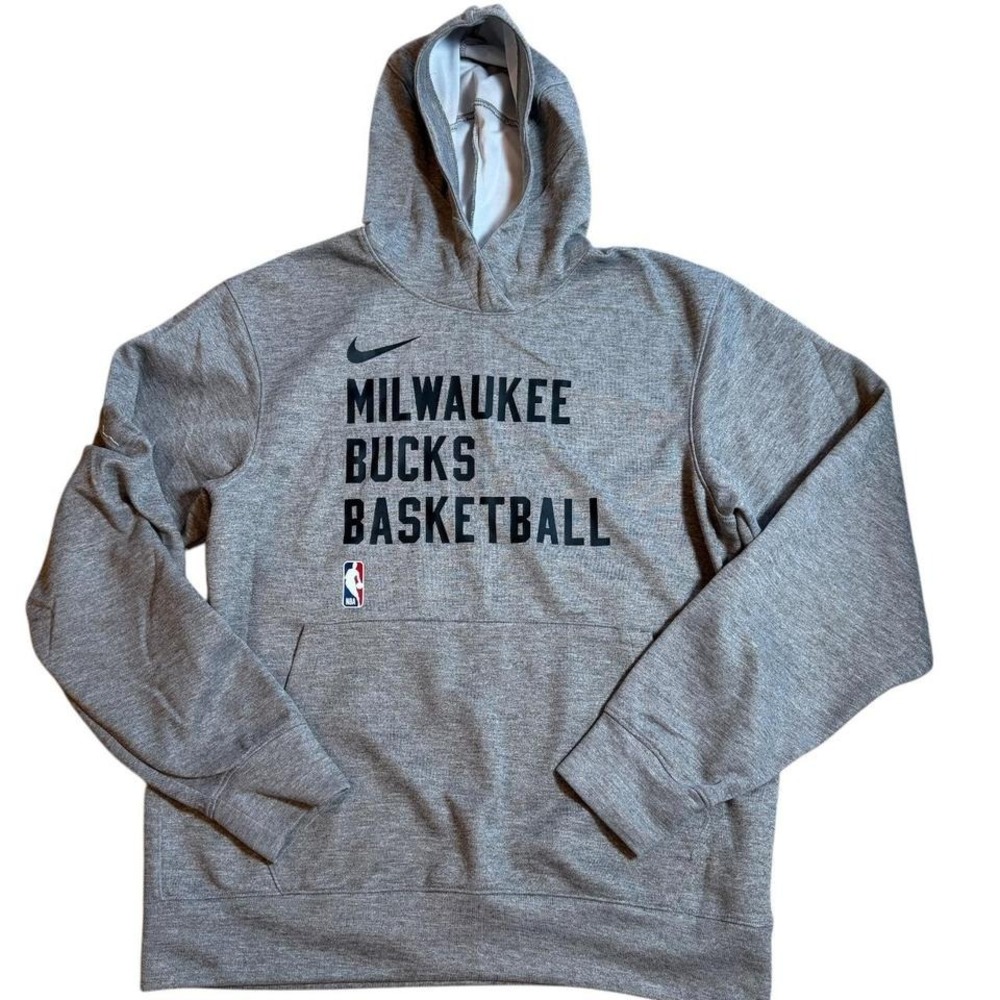 Milwaukee Bucks Nike Dri-FIT Men's Pullover Hoodie Size Small Gray Black‎